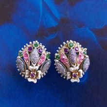 Vintage Jewelry 西洋古董飾品 FLORENZA 白琺瑯彩鑽 夾式耳環