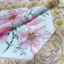Celine Paris Vintage Handkerchief Pink Floral 19x 19 inches.