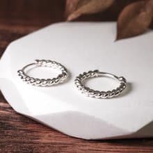 純銀 麻花設計 易扣耳環 925純銀耳環 女生耳環 男生耳環