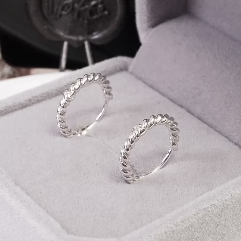 純銀 麻花設計 易扣耳環 925純銀耳環 女生耳環 男生耳環