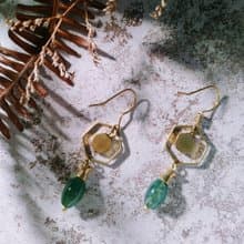 水草瑪瑙六角耳飾