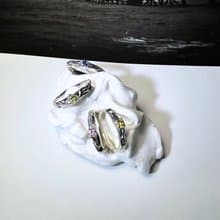 閃亮小寶石 紋路純銀戒指