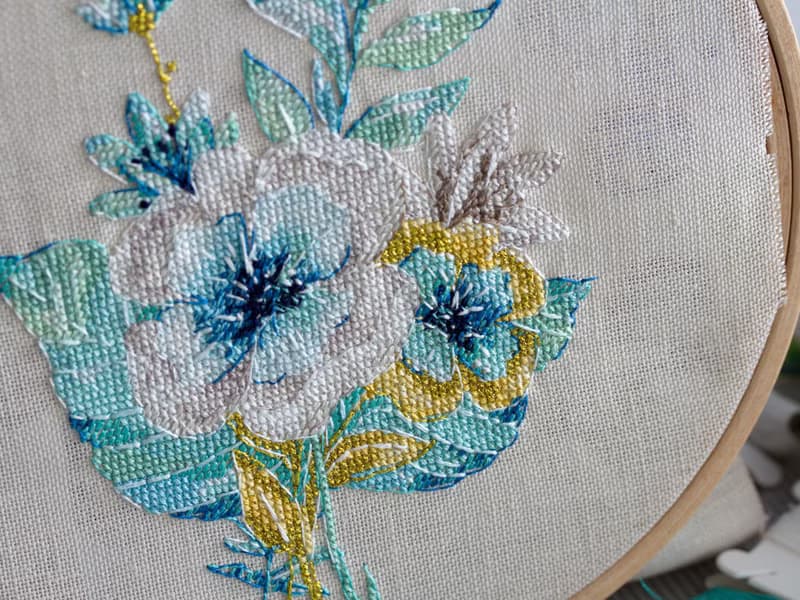 【數位】Watercolor Mint&Gold Bouquet II PDF cross stitch pattern