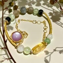 星辰野望手鍊  黃水晶 葡萄石 白貝珠 招財 尾牙穿搭 交換禮物