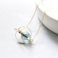 藍藍星球。宇宙。金環。藍水晶。項鍊 Blue Blue Planet。Galaxy。Golden Ring。Kyanite。Necklace。生日禮物。閨蜜禮物。姐妹禮物
