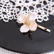 花びらケシパールのお花のポニーフック　ライトオレンジ