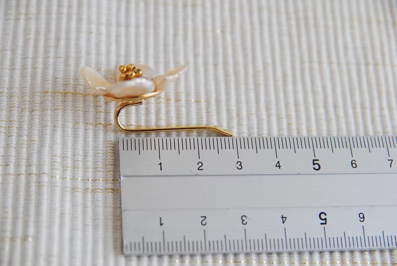 花びらケシパールのお花のポニーフック　ライトオレンジ