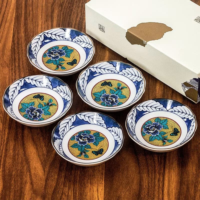 日本進口九谷燒吉田屋牡丹日式小味碟小菜盤家用蘸料碟醬油碟餐具