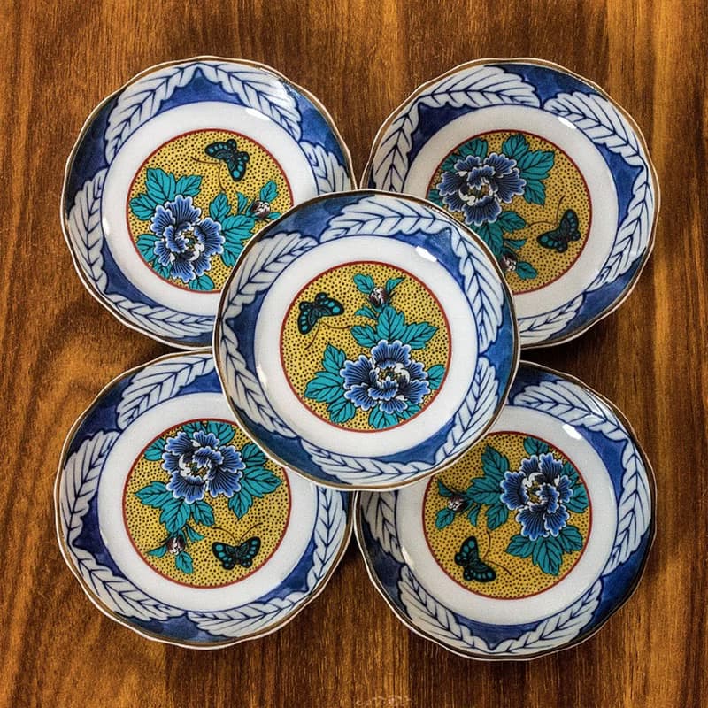 日本進口九谷燒吉田屋牡丹日式小味碟小菜盤家用蘸料碟醬油碟餐具