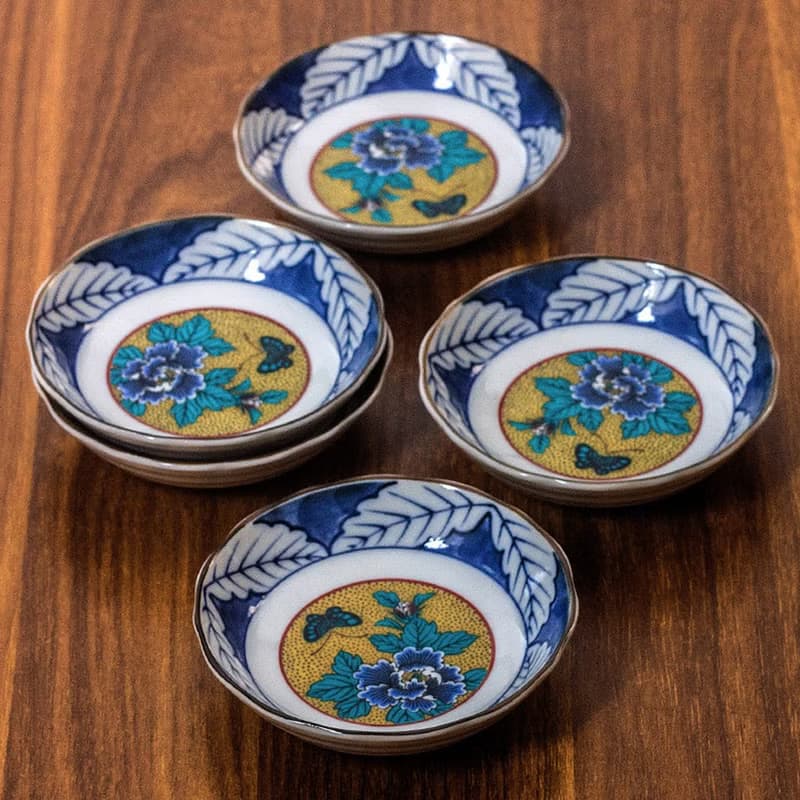日本進口九谷燒吉田屋牡丹日式小味碟小菜盤家用蘸料碟醬油碟餐具