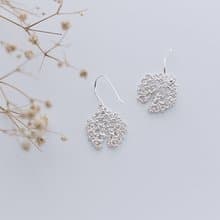 │蕾絲編織│ 手工耳飾 925純銀 雀屏花紋 【羽屏】