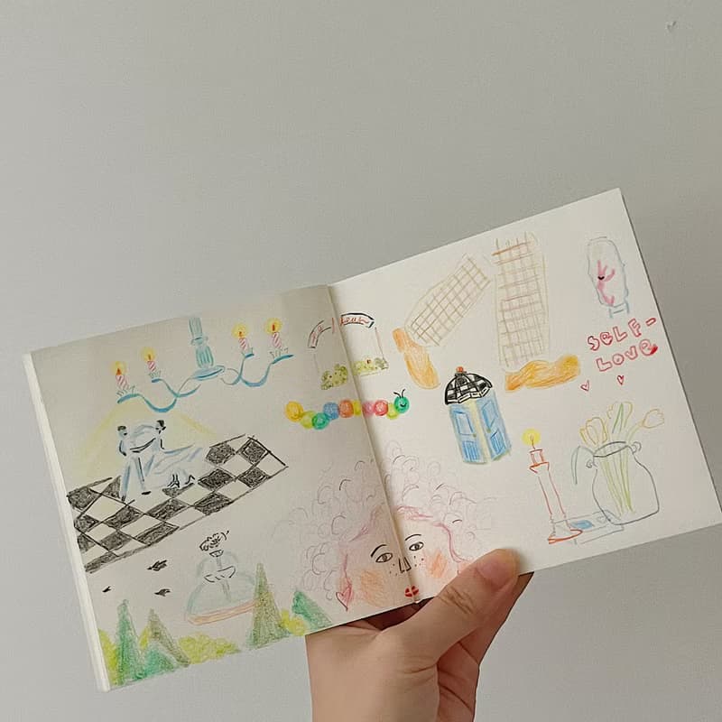 手繪插畫 溫馨畫本筆記本手帳本 空白便攜