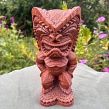 Vintage God of Money Tiki Hapa Wood Brown Good Fortune Made in Hawaii