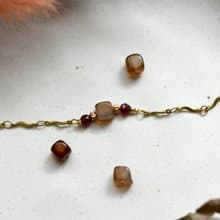 一顆咖啡凍│玉髓‧ 紫牙烏│黃銅手鍊