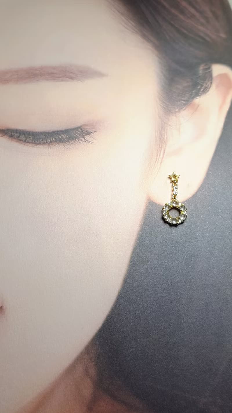 |仙女圈圈|A貨翡翠高冰玻白翡起剛蛋面2mm純銀鍍18k黃精緻耳環