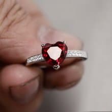 Heart Natural ruby ring silver sterling size 7.0 free resize