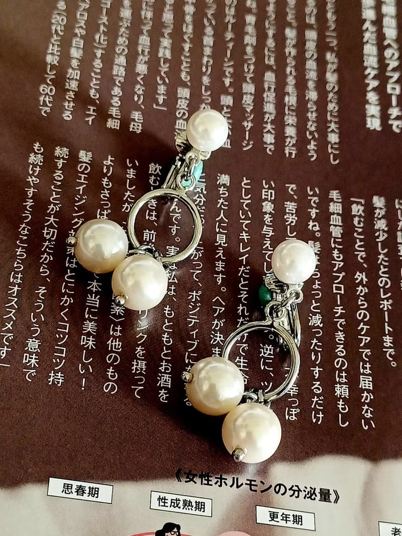 vintage jewelry 氣質佳人垂墜珍珠 夾式耳環