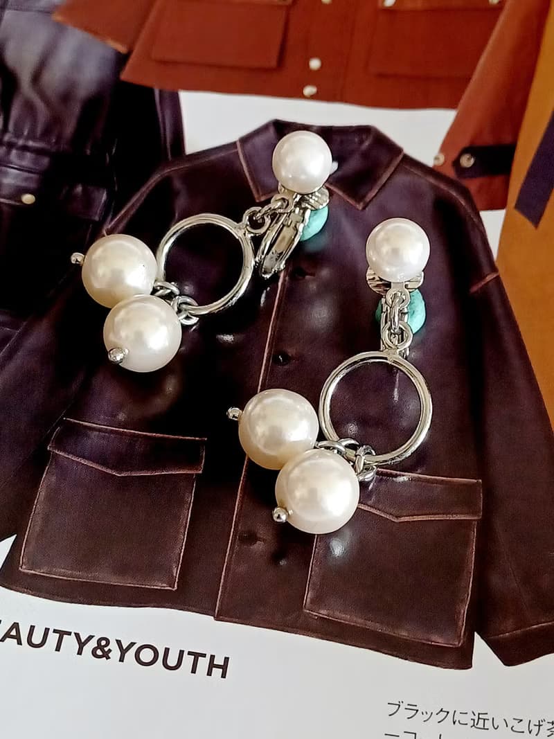 vintage jewelry 氣質佳人垂墜珍珠 夾式耳環