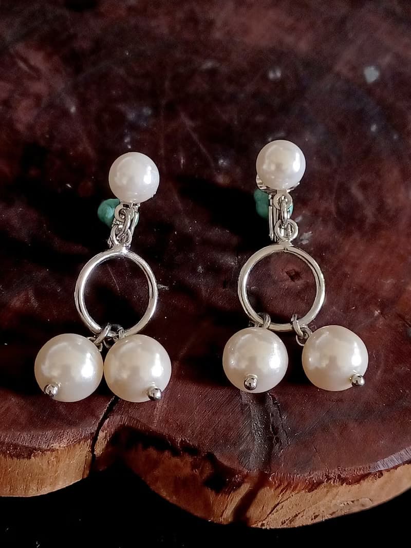 vintage jewelry 氣質佳人垂墜珍珠 夾式耳環