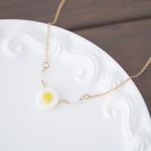 誕生花x誕生石 4月 雛菊x白水晶 項鍊