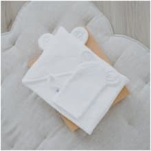 SET: Hooded Towel and Mitten white set for a Baby or Toddler