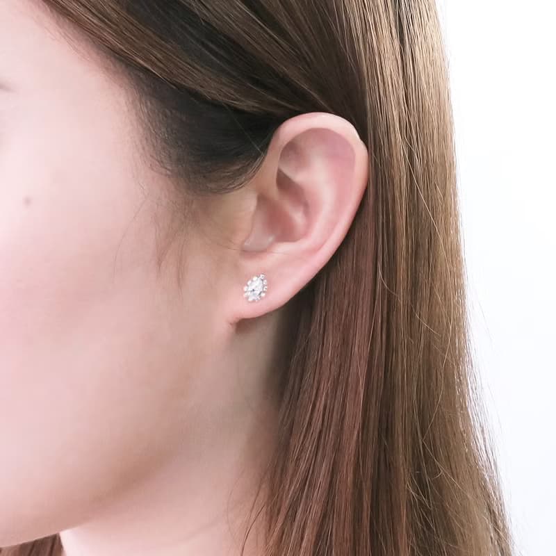 璀璨淚滴 純銀耳環 925純銀 白K金色 美鑽款 女生耳環 情人節禮物