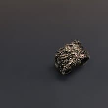實物系列-黑麥草質感925銀開口戒