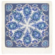 Pavlovo Posad Russian Shawl 100% Wool Scarf 125x125 cm Wrap Silk Fringe 2057-0