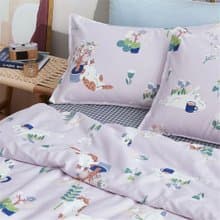 香芋喵  單人雙人床單/床包 手繪貓咪40支純棉床品 枕套被套另購