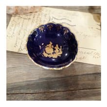 法國老件.瑕疵特價Limoges France鈷藍色金邊小瓷盤.小皿.瓷器