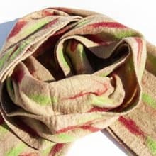 羊毛氈絲巾/濕氈絲巾/水彩藝術感圍巾/羊毛漸層感絲巾-大地奶茶色