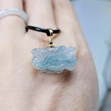 【親翠】天空藍飄烏雞點手工雕刻龍頭皮繩鏈 畢業禮物