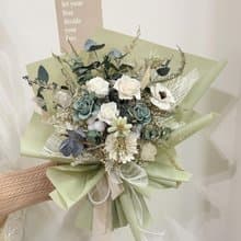 高雅經典白綠花束 永生花 乾燥花 生日花束 情人節 告白花束 求婚