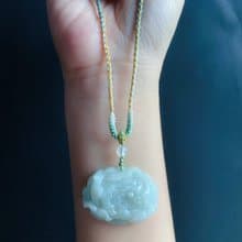 冰潤 翡翠 綠牡丹 手工編繩 天然緬甸玉 有錢花 項鍊 禮物 長輩禮