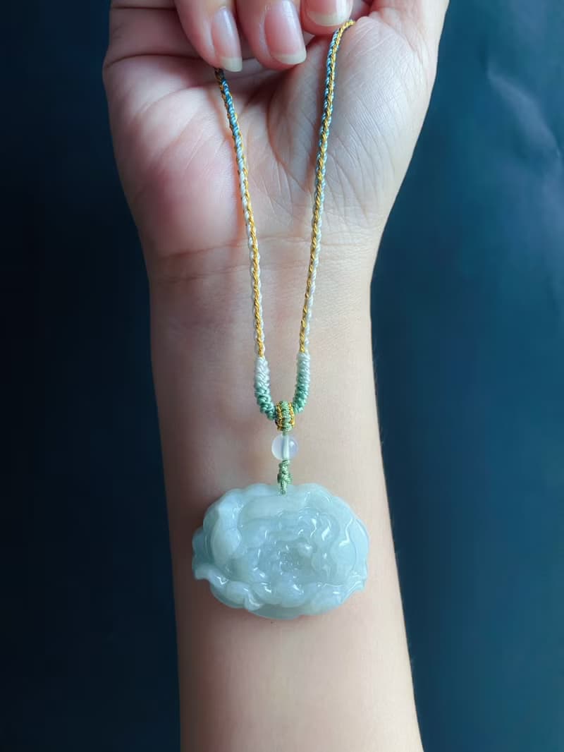 冰潤 翡翠 綠牡丹 手工編繩 天然緬甸玉 有錢花 項鍊 禮物 長輩禮