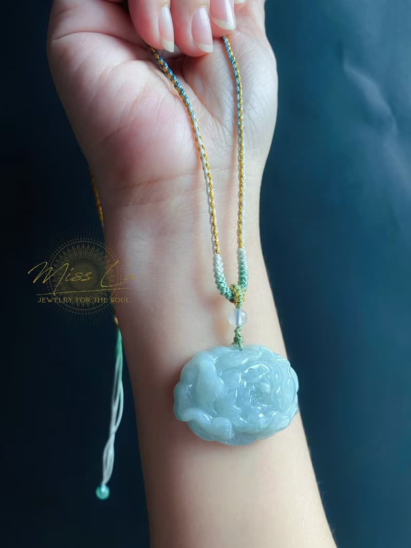 冰潤 翡翠 綠牡丹 手工編繩 天然緬甸玉 有錢花 項鍊 禮物 長輩禮