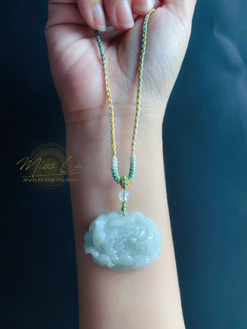 冰潤 翡翠 綠牡丹 手工編繩 天然緬甸玉 有錢花 項鍊 禮物 長輩禮