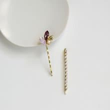 【春夏新品】紫水晶黃銅葉手工髮夾套組