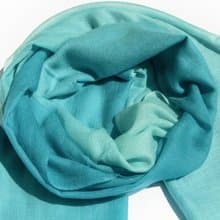 喀什米爾Cashmere/羊絨圍巾/純羊毛圍巾披巾/戒指絨披肩-藍色漸層