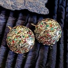 vintage jewelry  Sarah Cov 亮彩壓克力半球型 夾式耳環