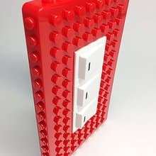 Qubefun 積木掛勾電源蓋+3入積木掛勾(時尚紅) 相容樂高 可愛禮物