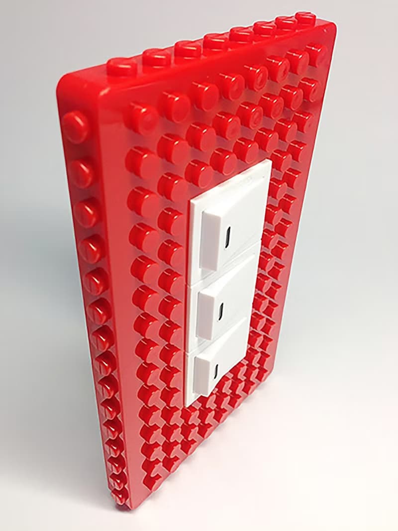 Qubefun 積木掛勾電源蓋+3入積木掛勾(時尚紅) 相容樂高 可愛禮物