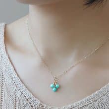 清新藍綠 天河石 亞馬遜石 14Kgf 包金 小珠串墜 項鍊 鎖骨鍊