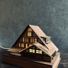 【木屋小夜燈-和田家】床頭燈/桌面擺件/合掌村/原創設計/USB/LED