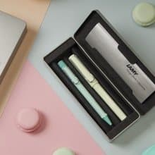 LAMY 雙入鐵禮盒  (鋼珠筆+原子筆) / safari狩獵者系列- (綠+藍)