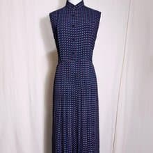 小立領圖騰無袖古著洋裝/ 國外帶回 VINTAGE