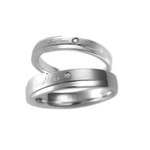 情侶對戒 結婚對戒  無盡的愛--鑽石白鋼戒