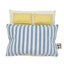 Blue x Yellow doll bedding(2pillow) /handmade present miniature cushion play