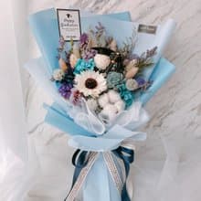 畢業快樂畢業花束-淺藍/學士帽/畢業筒