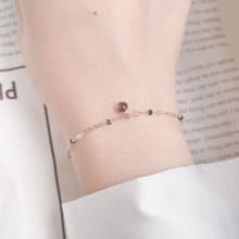 石榴石925純銀鍍玫瑰金果實點綴手鍊